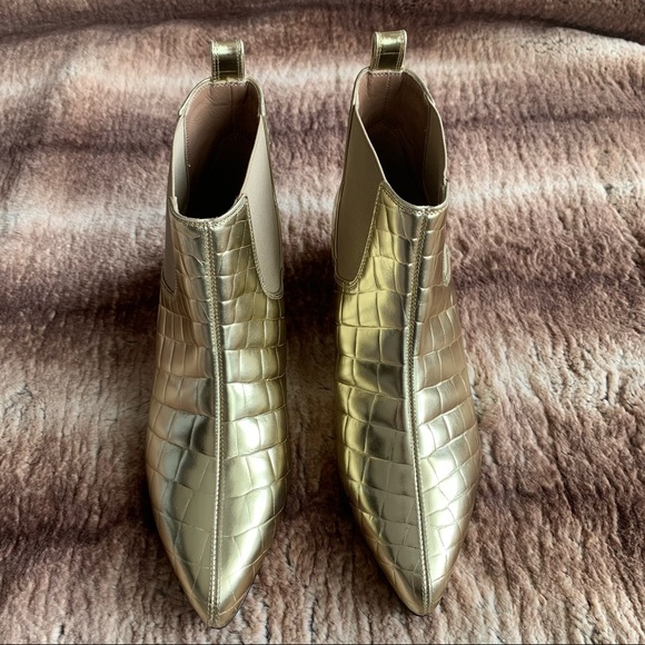 Max Mara Salice Ankle Boots Gold Croc - Picture 2 of 10